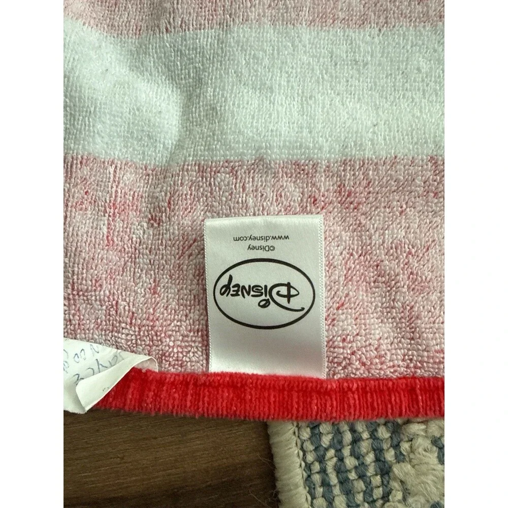 Vintage Disney Red White STRIPED MICKEY MOUSE Beach Pool Bath Towel 29” x 59”